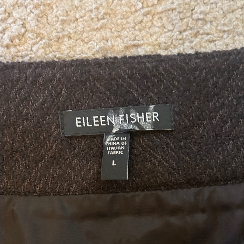 Eileen Fisher Espresso wool blend skirt with pocket. Fall fashion quiet luxury - Picture 4 of 7